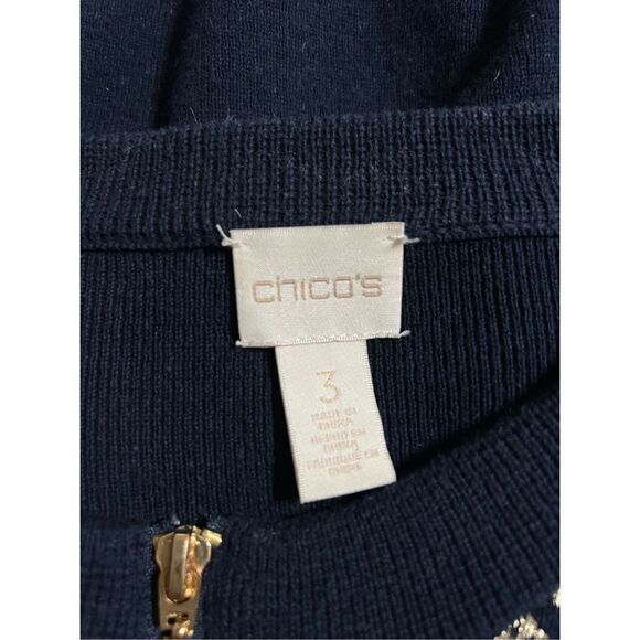 Chico's Navy Blue Plus Size Embellished Cardigan Sweater Size 16 - Picture 4 of 4